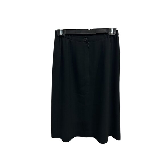 Talbots Petites Black Wool Back Button Classic Workwear Midi Skirt Size 6 Preppy - Picture 2 of 9